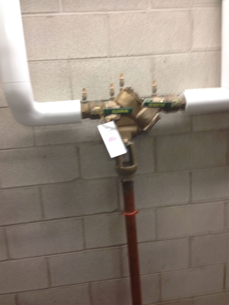 newly installed backflow preventer