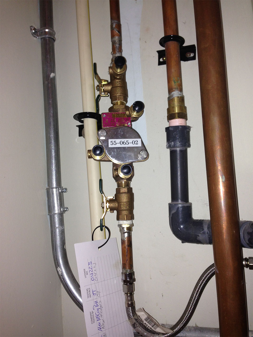 newly installed backflow preventer