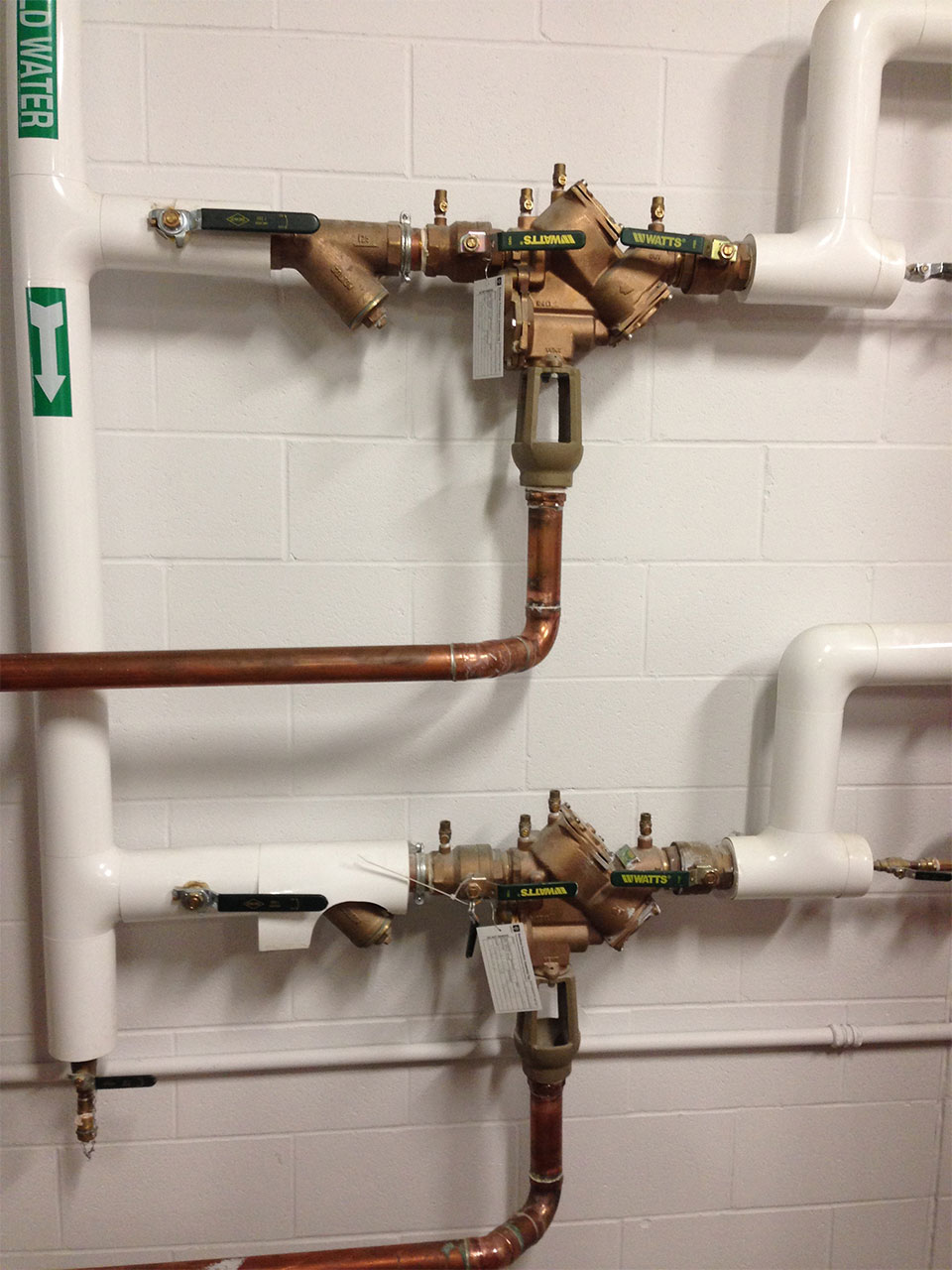 newly installed backflow preventer