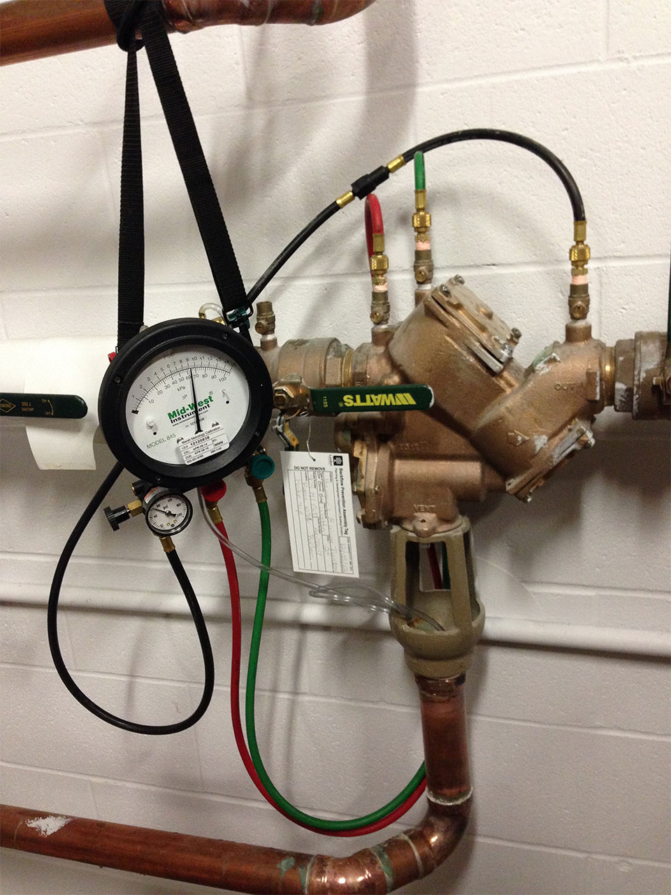 newly installed backflow preventer