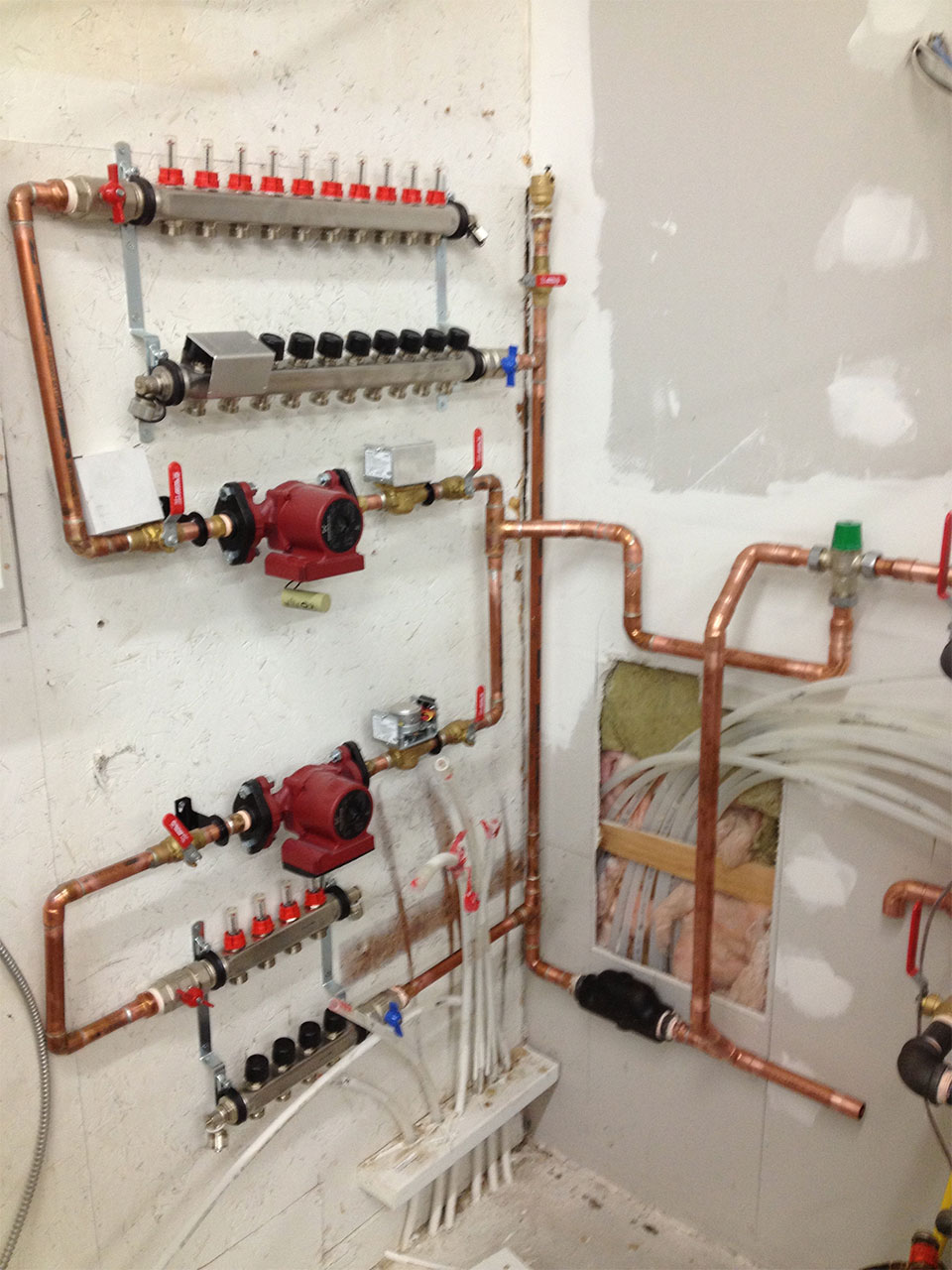 newly installed hydronic heating system