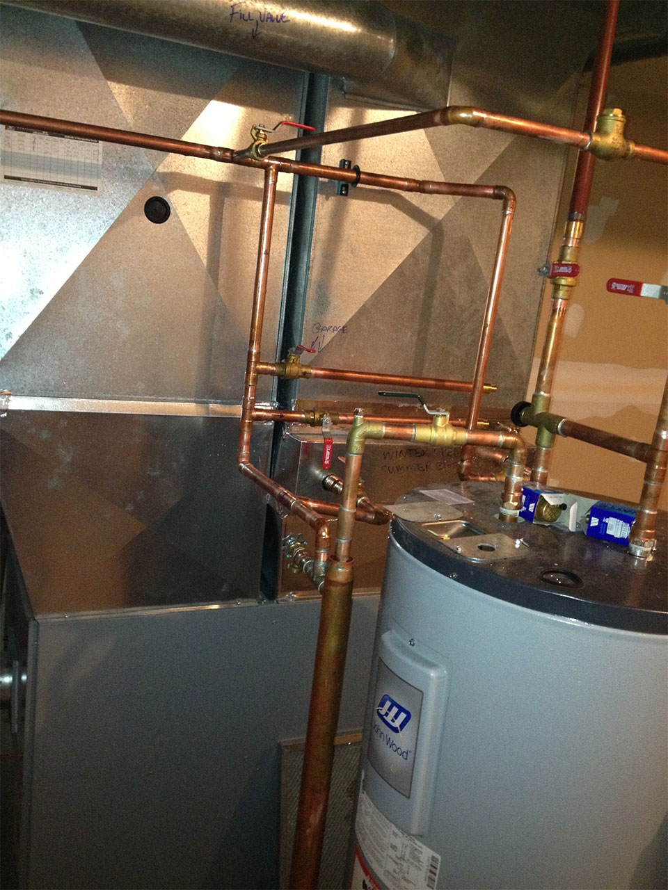 newly installed hydronic heating system