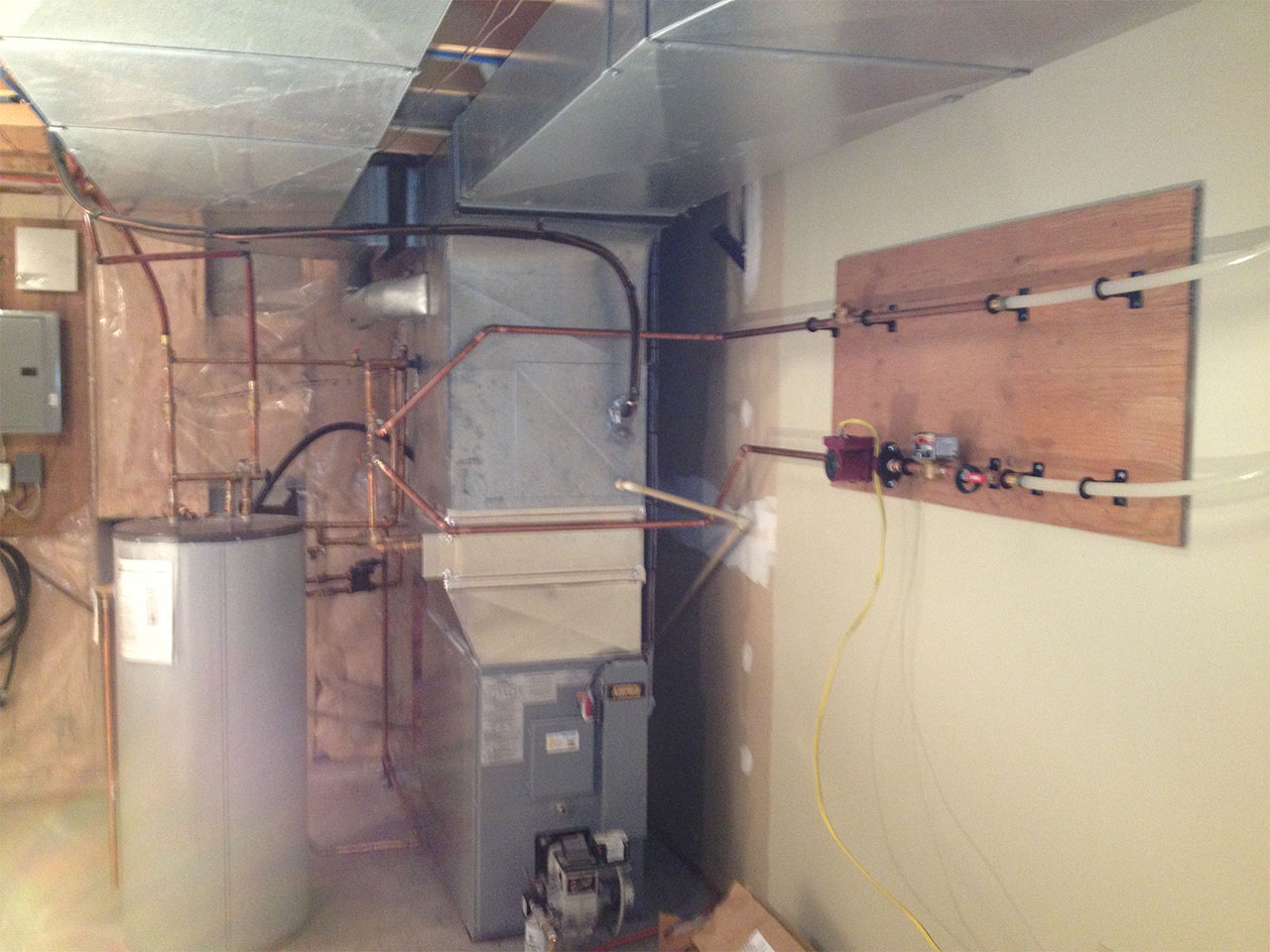 newly installed hydronic heating system