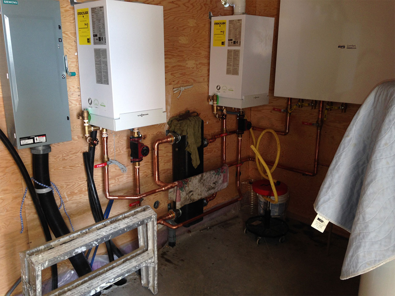 newly installed hydronic heating system
