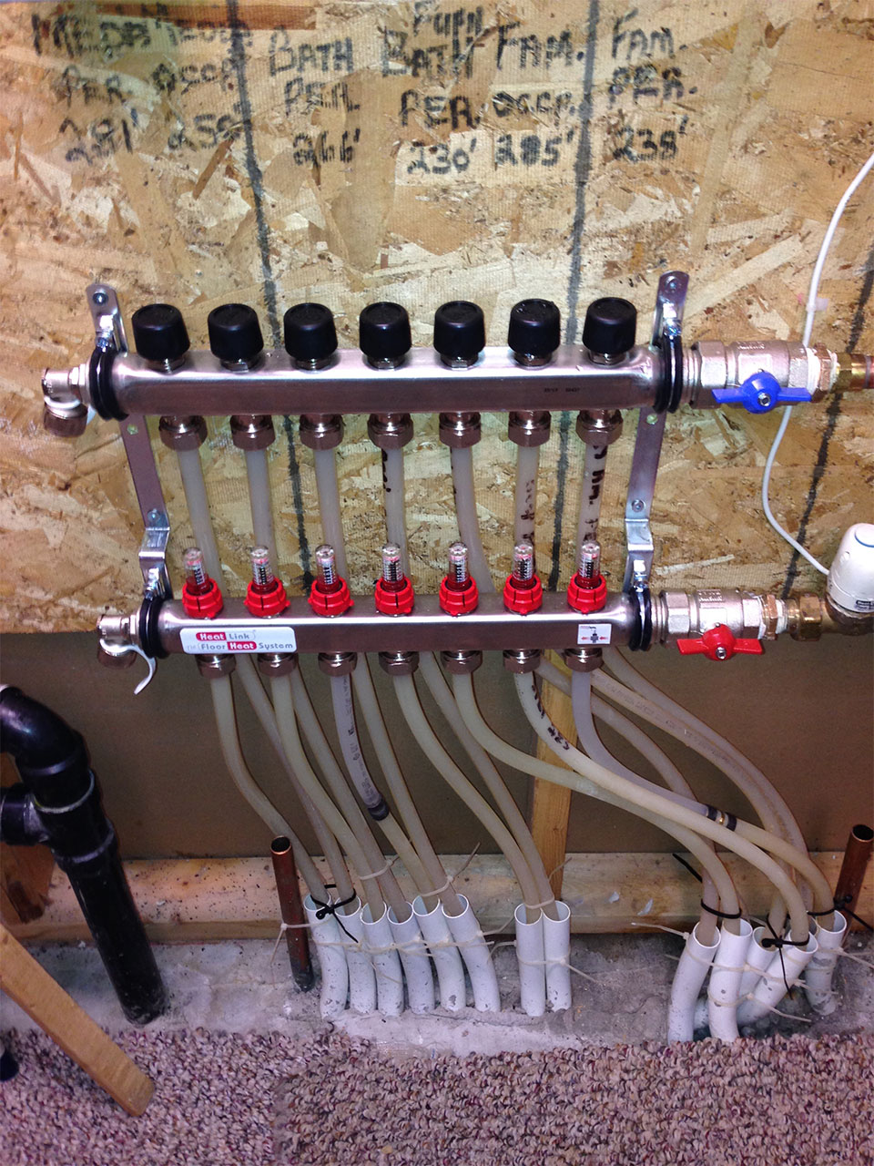 newly installed hydronic heating system