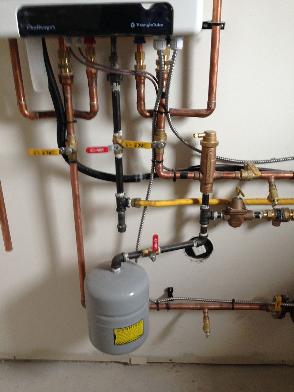 newly installed hydronic heating system