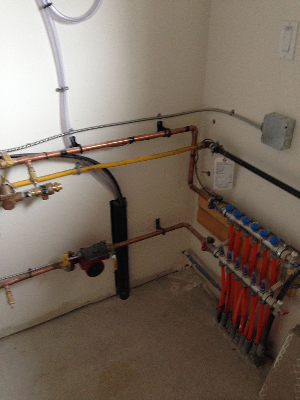 newly installed hydronic heating system