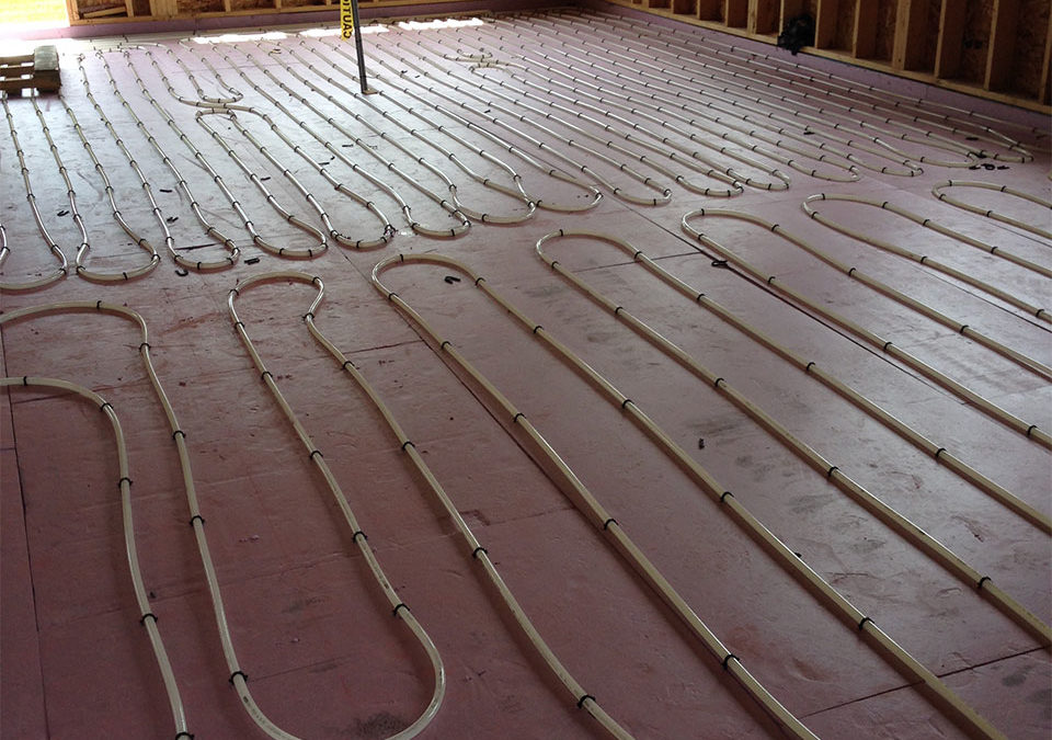 newly installed hydronic heating system on floors