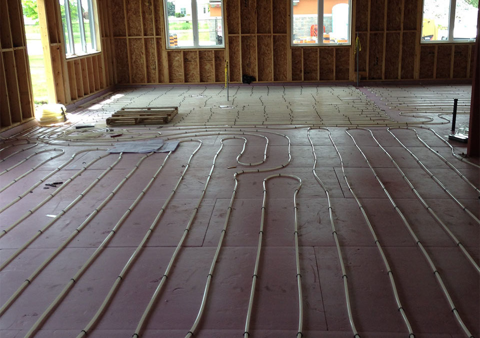 newly installed hydronic heating system on floors