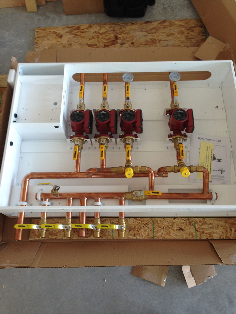 newly installed hydronic heating system