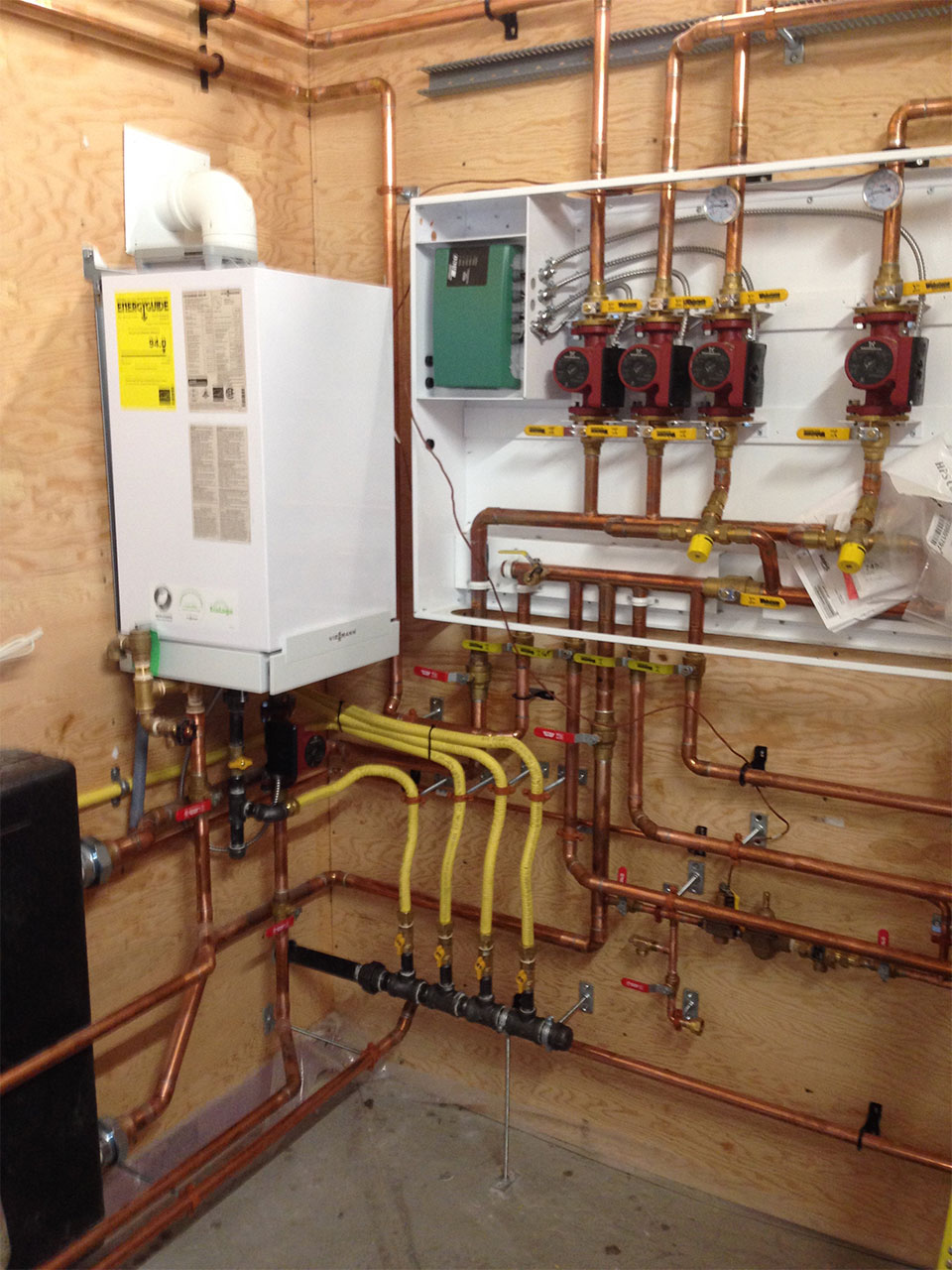 newly installed hydronic heating system