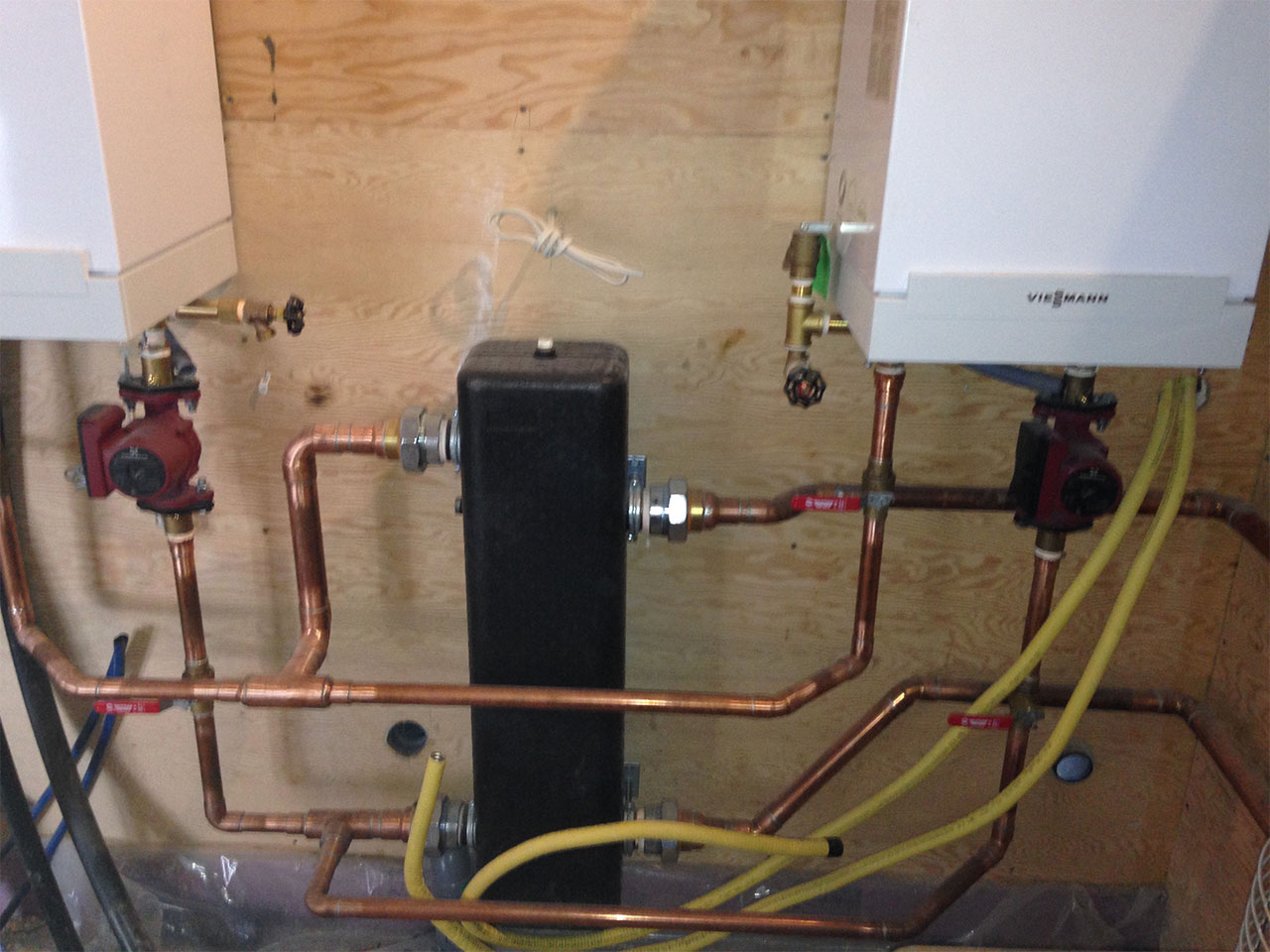 newly installed hydronic heating system