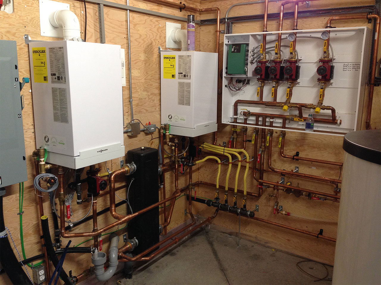 newly installed hydronic heating system