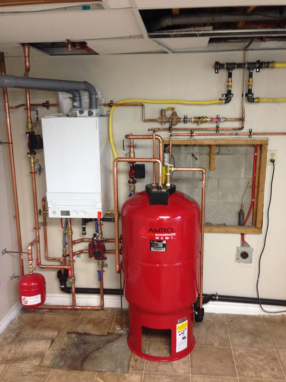 newly installed hydronic heating system