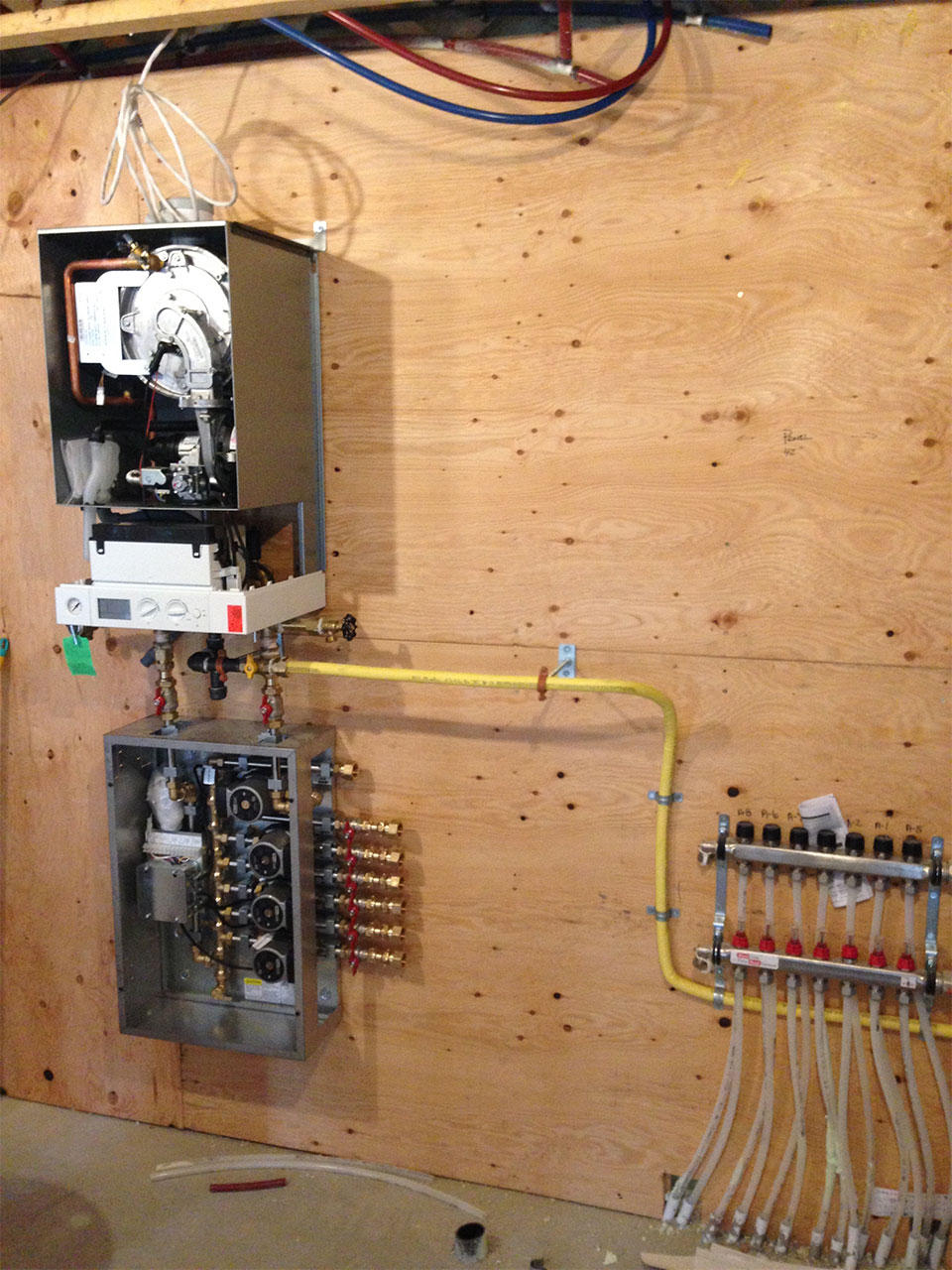 newly installed hydronic heating system