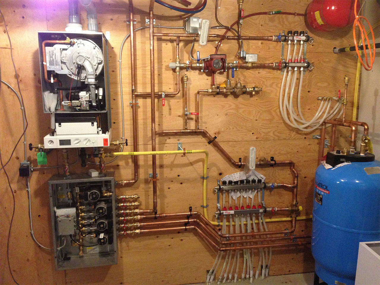 newly installed hydronic heating system