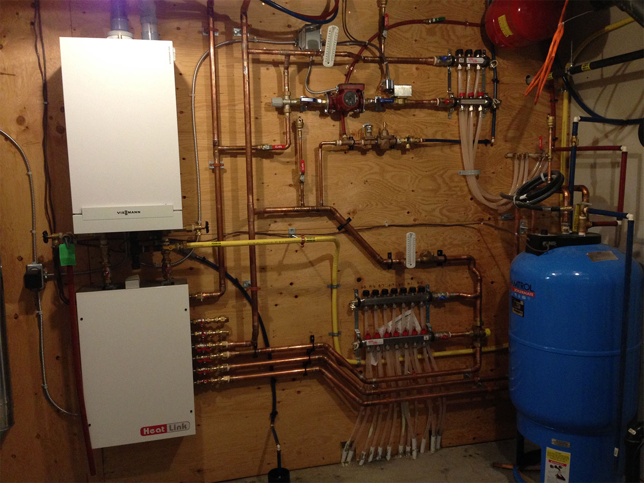 newly installed hydronic heating system