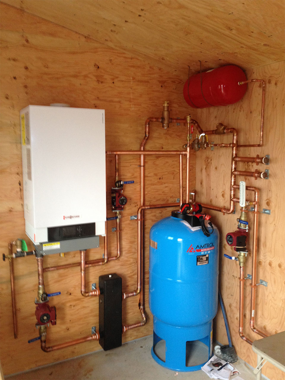 newly installed hydronic heating system