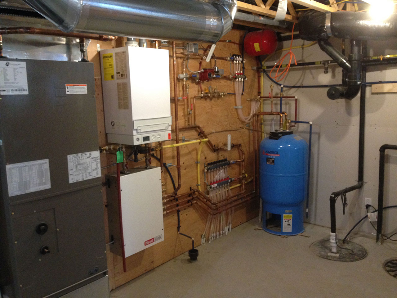 newly installed hydronic heating system