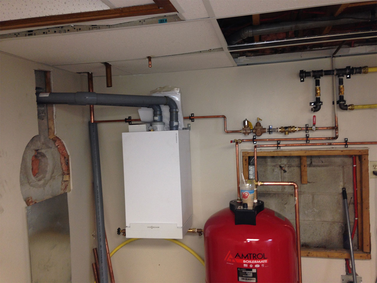 newly installed hydronic heating system