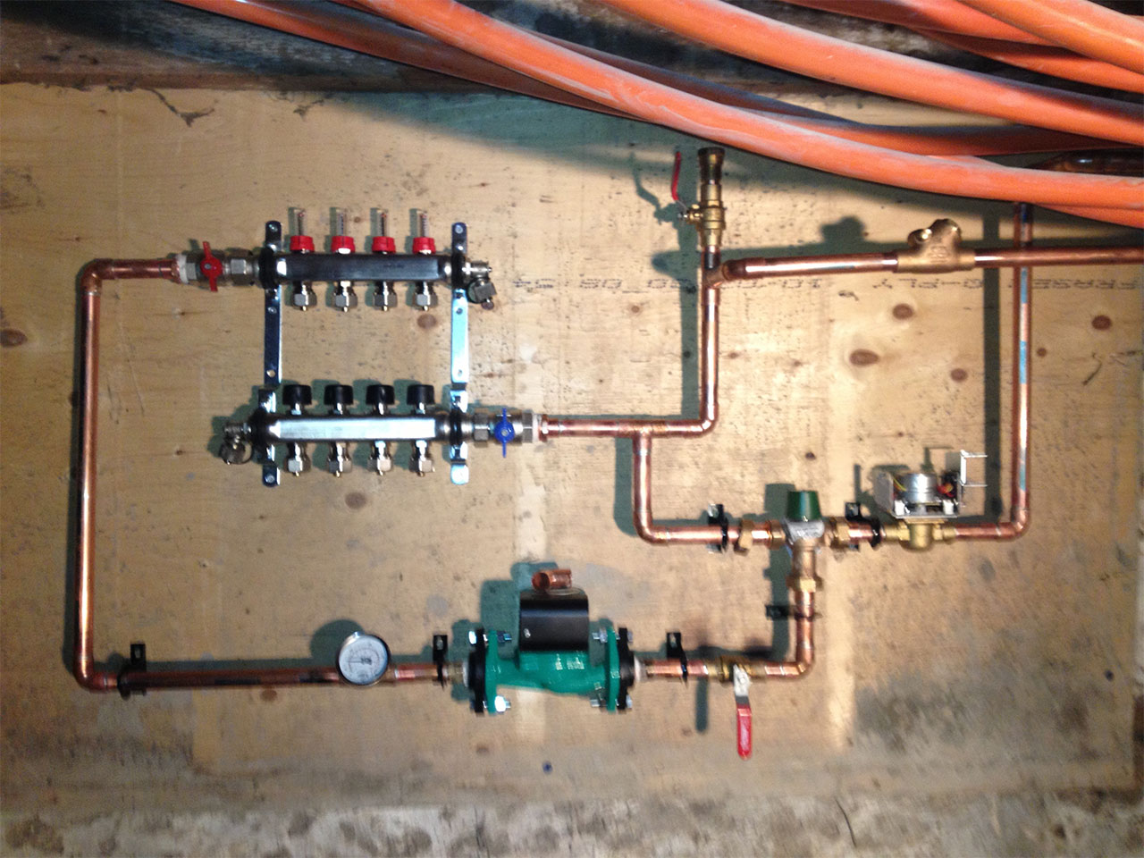 newly installed hydronic heating system