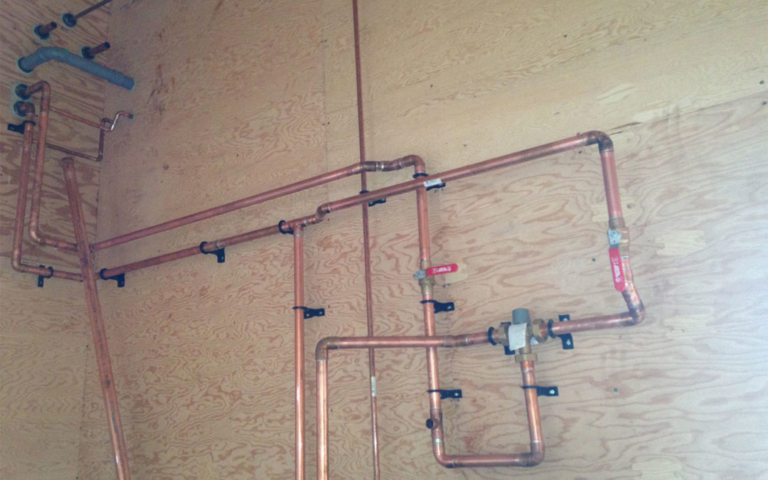 newly installed plumbing pipes