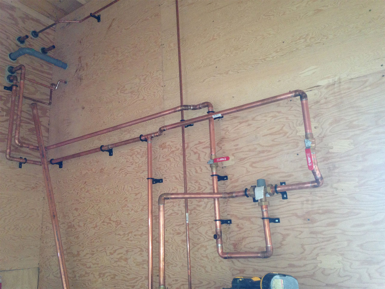 newly installed plumbing pipes