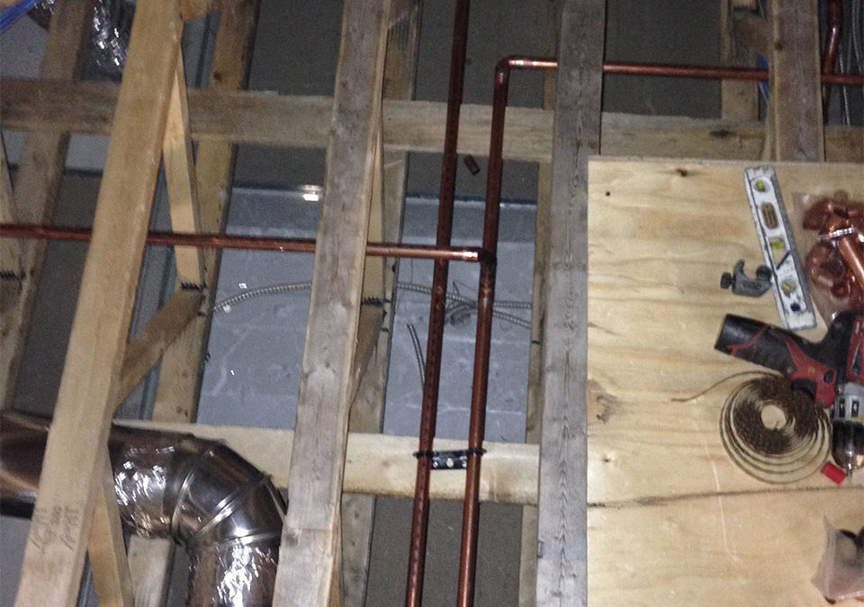 newly installed plumbing pipes