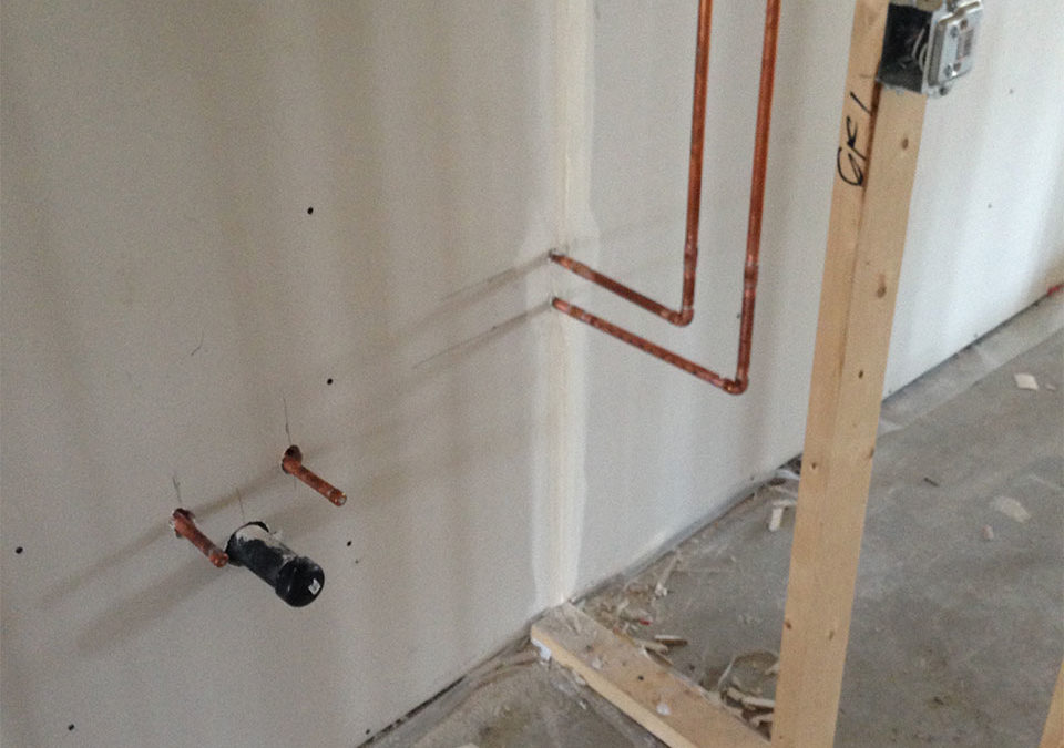 newly installed plumbing pipes