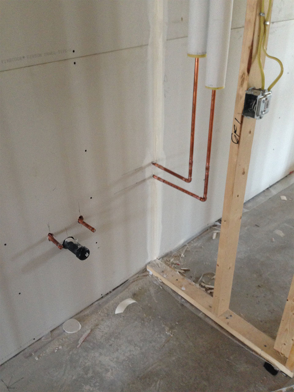 newly installed plumbing pipes