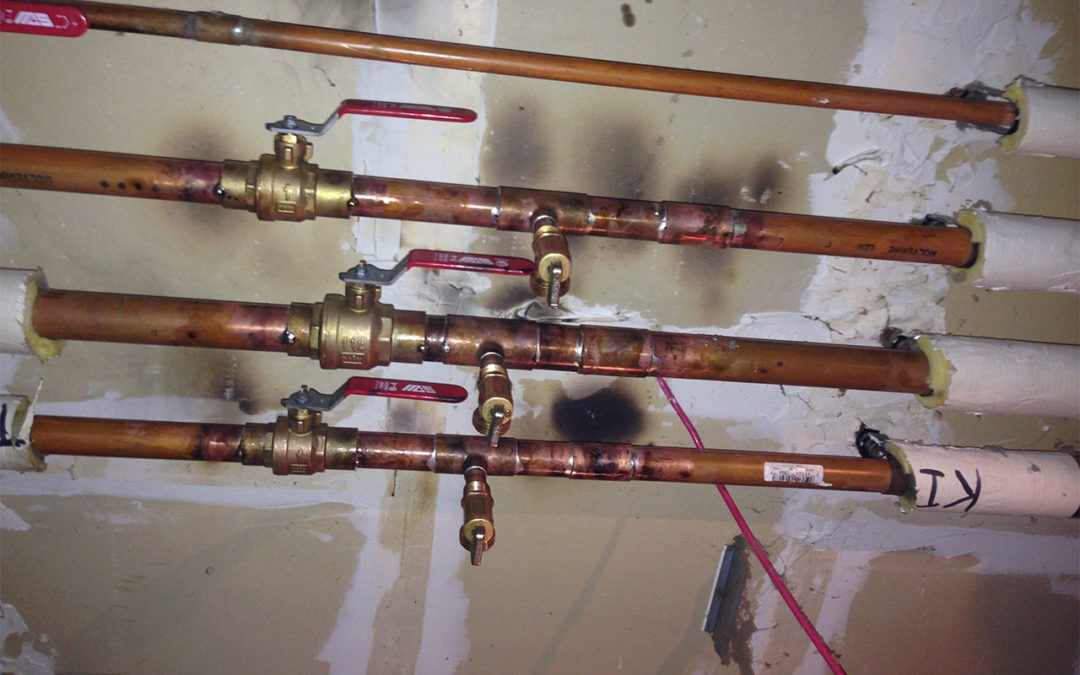 newly installed plumbing pipes