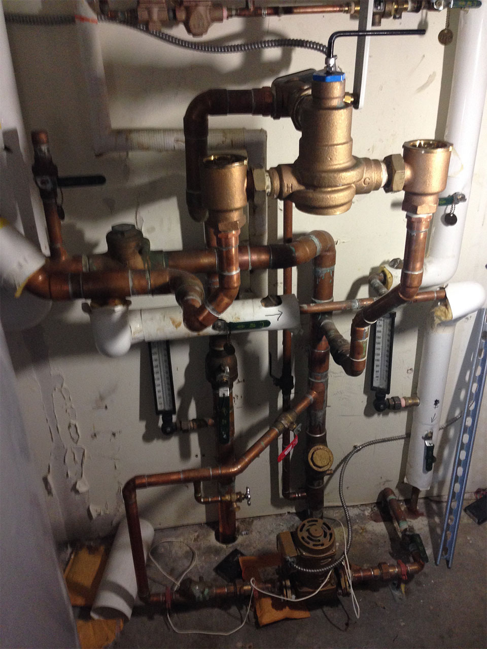 newly installed plumbing pipes