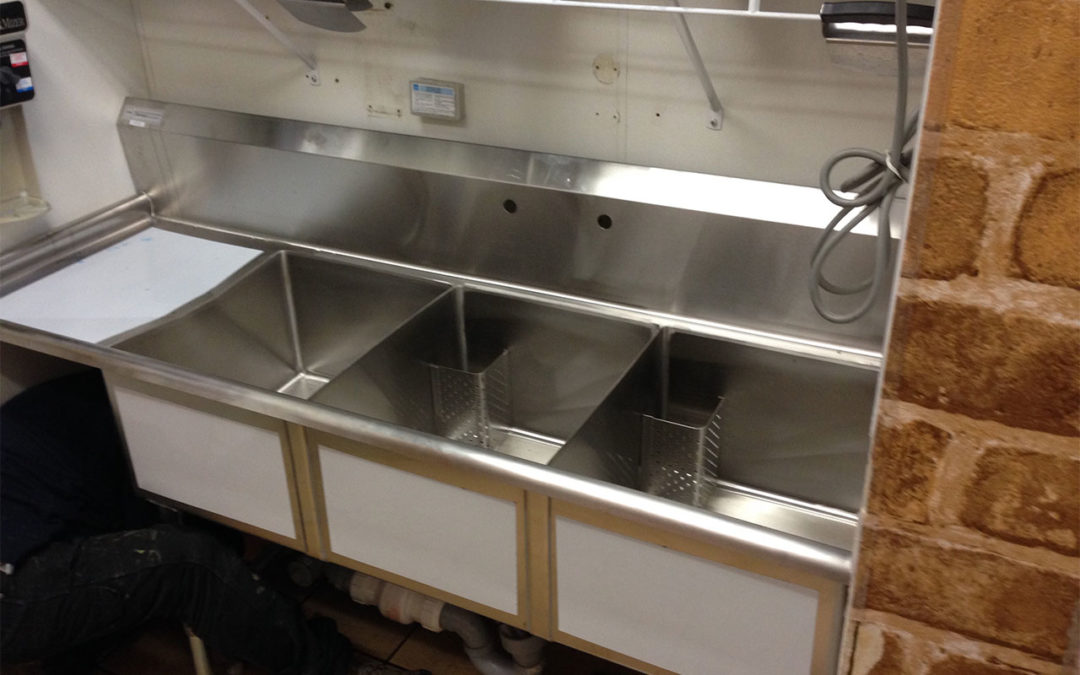 newly installed commercial kitchen sink