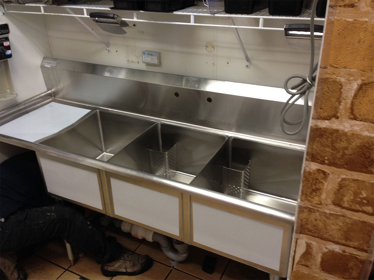 newly installed commercial kitchen sink