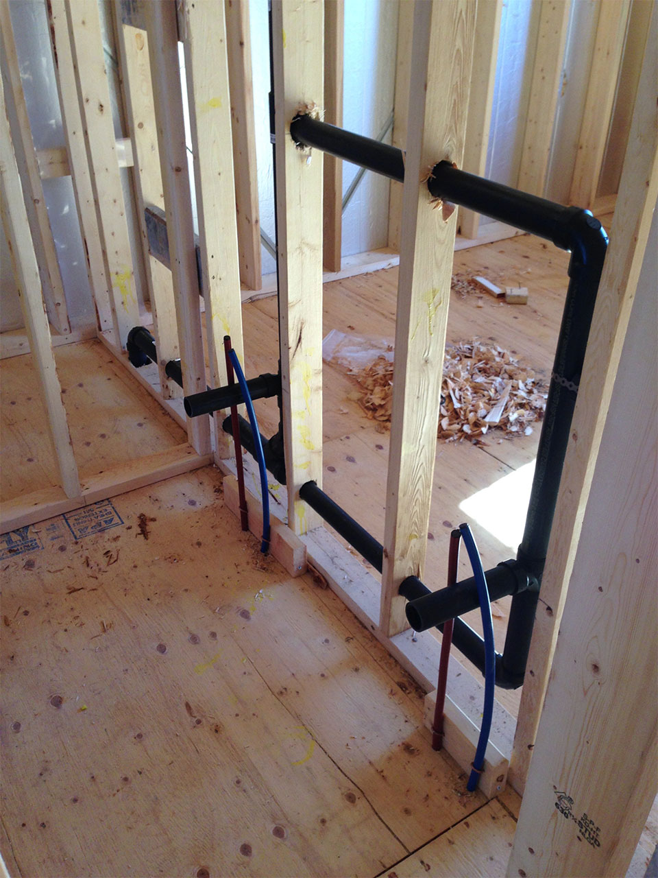 newly installed plumbing pipes