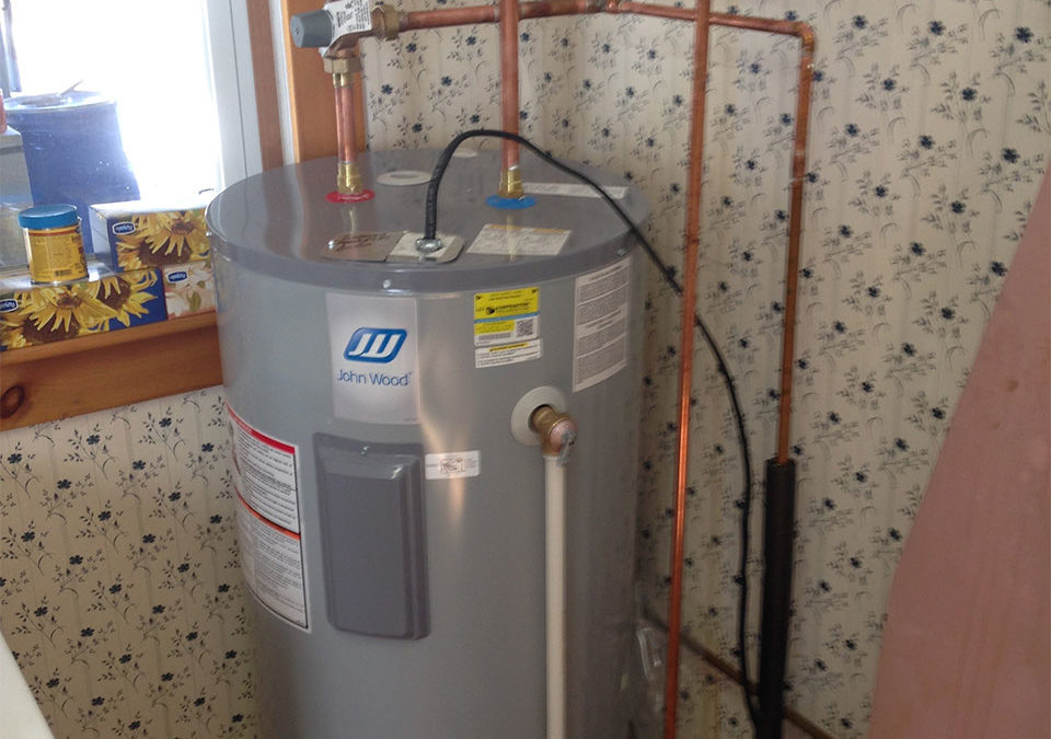 newly installed residential hot water tank