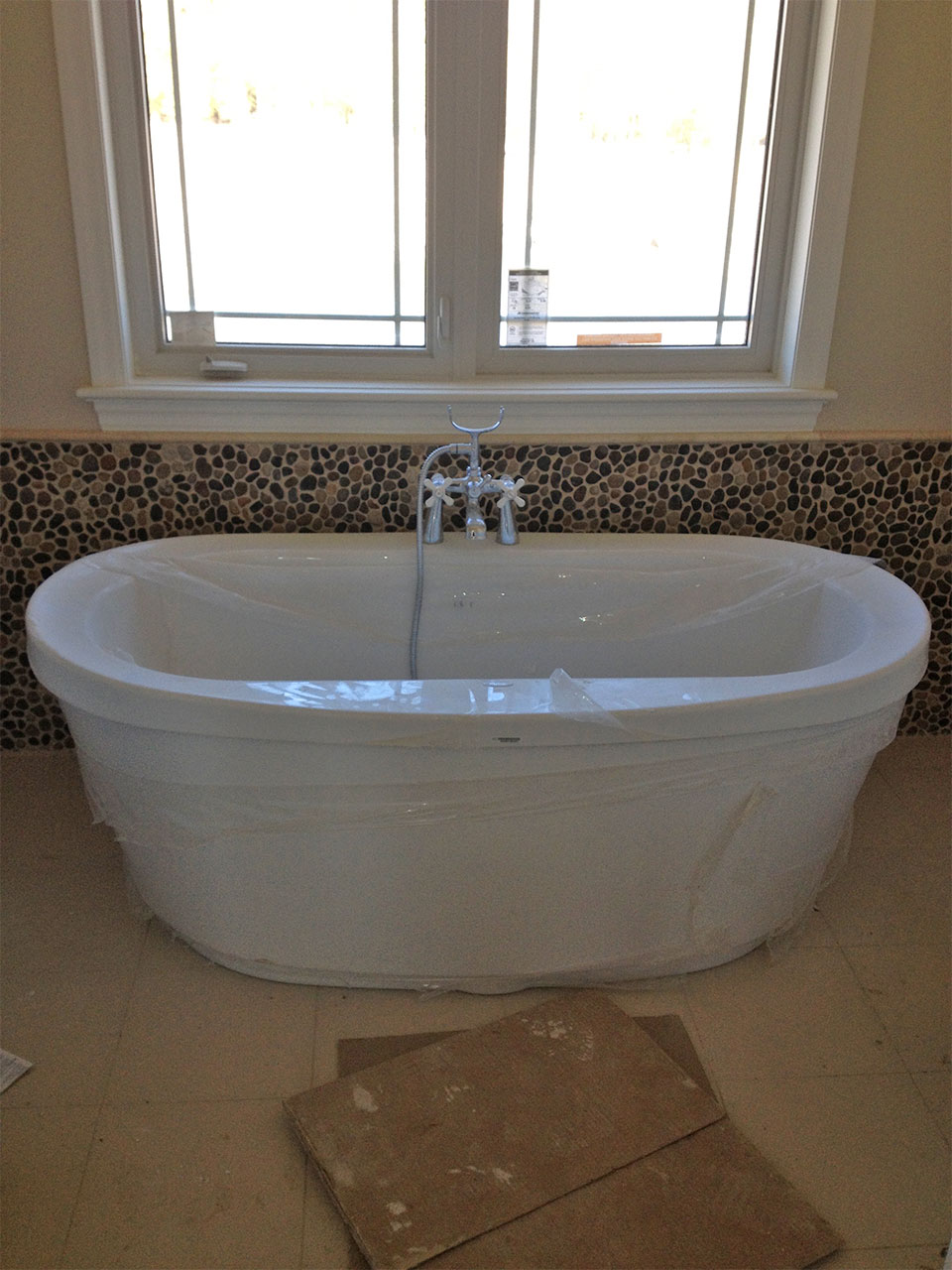 newly installed bathtub