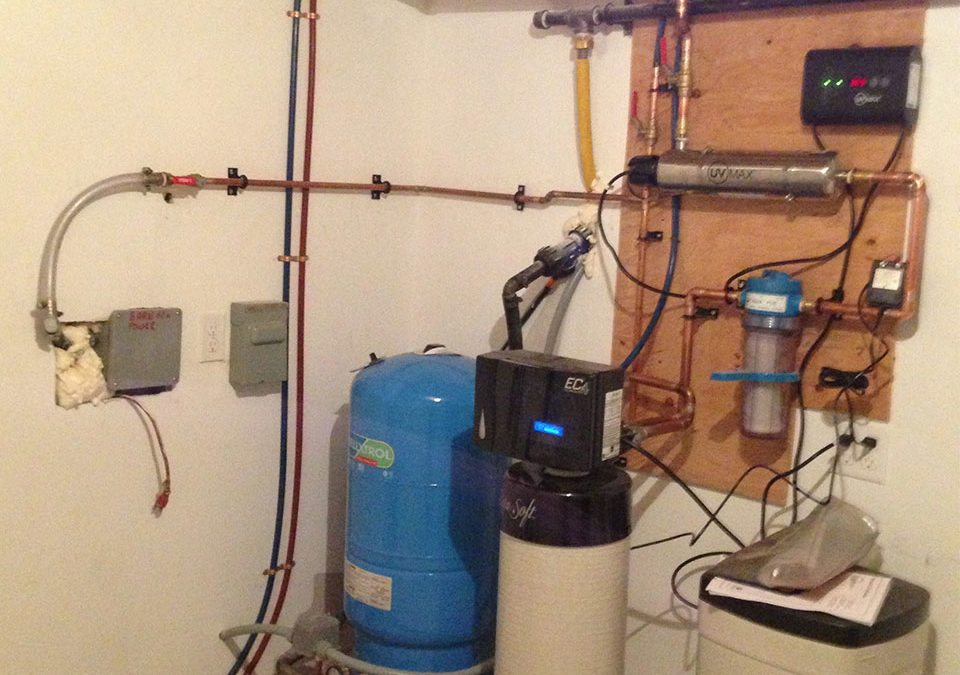 UV water treatment with water softener filtration system